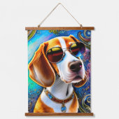 Funky Retro Beagle Hangend Wandkleed (Voorkant 2)