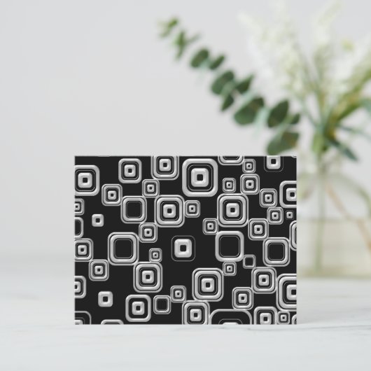 Funky Retro Black en White Pattern Briefkaart (Staand voorkant)