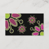 Funky Retro Bloem Roze Paarse Groen Creatief Plezi Visitekaartje (Achterkant)