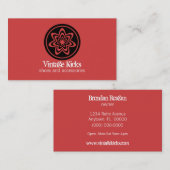 Funky Retro Bloom Visitekaartje, rood Visitekaartje (Voorkant / Achterkant)