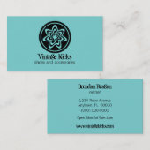 Funky Retro Bloom Visitekaartje, Turquoise Visitekaartje (Voorkant / Achterkant)