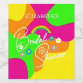 Funky Retro Bridal Shower Wijn Etiket (Enkel label)