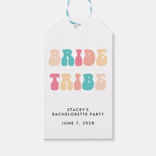 Funky Retro Bride Tribe Bachelorette Cadeaulabel (Voorkant)