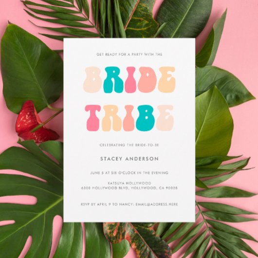 Funky Retro Bride Tribe Bachelorette Kaart