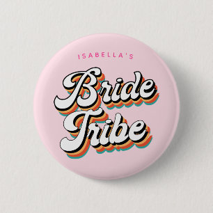 Funky Retro  Bride Tribe Bachelorette Ronde Button 5,7 Cm