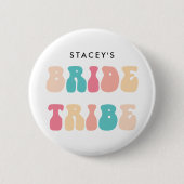 Funky Retro  Bride Tribe Bachelorette Ronde Button 5,7 Cm (Voorkant)