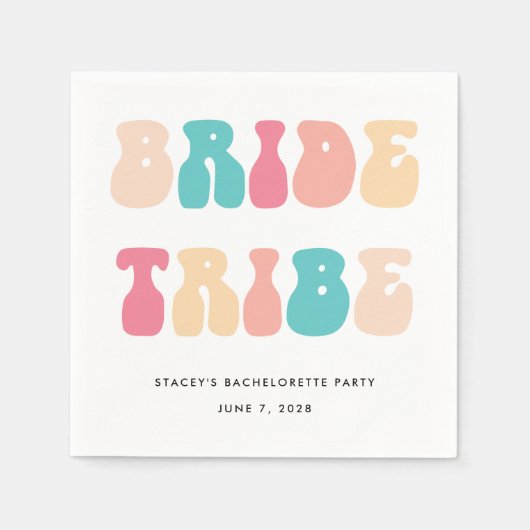 Funky Retro  Bride Tribe Bachelorette Servet (Voorkant)