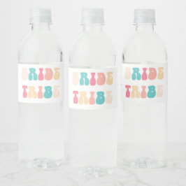 Funky Retro Bride Tribe Bachelorette Waterfles Etiket