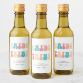 Funky Retro  Bride Tribe Bachelorette Wijn Etiket (Flessen)