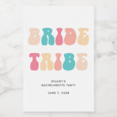 Funky Retro  Bride Tribe Bachelorette Wijn Etiket (Enkel label)