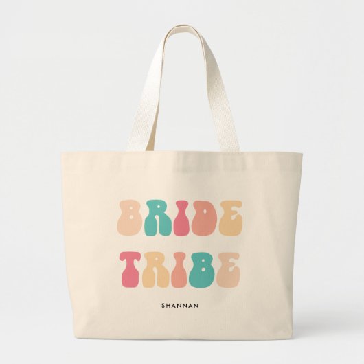 Funky Retro Bride Tribe Bridesmaid Grote Tote Bag (Voorkant)