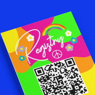 Funky Retro Bruiloft Cadeau Registratie Informatiekaartje