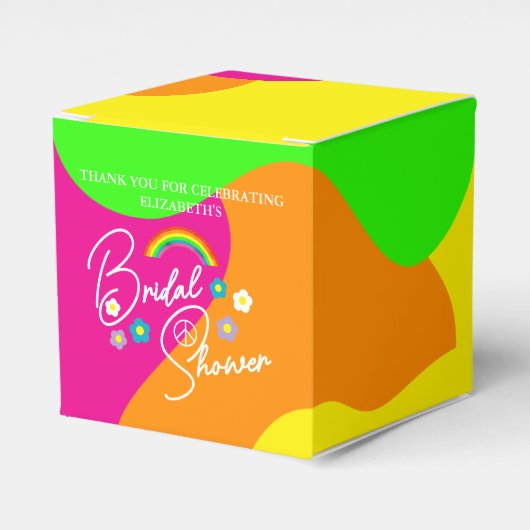 Funky Retro Bruiloftsfeest Bedankdoosjes (Voorkant Zijde)