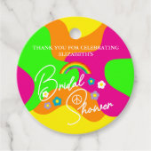 Funky Retro Bruiloftsfeest Bedankjes Labels (Voorkant)