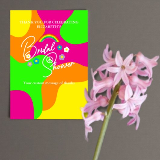 Funky Retro Bruiloftsfeest Bedankkaart