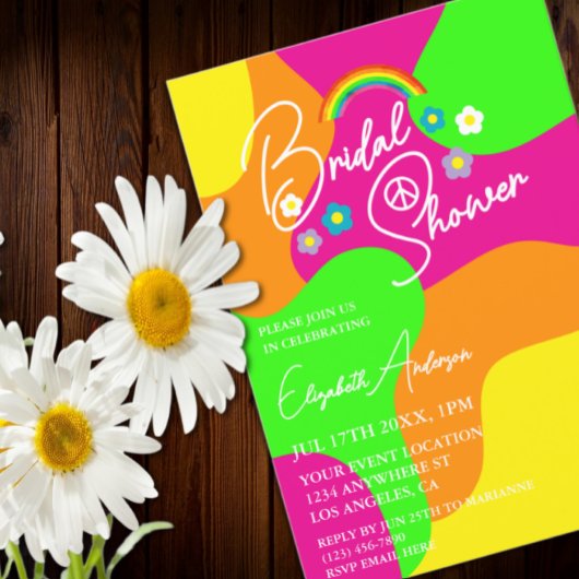 Funky Retro Bruiloftsfeest Kaart