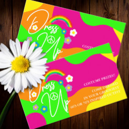 Funky Retro Bruiloftsfeest Kostuum Verkleedpartij Informatiekaartje