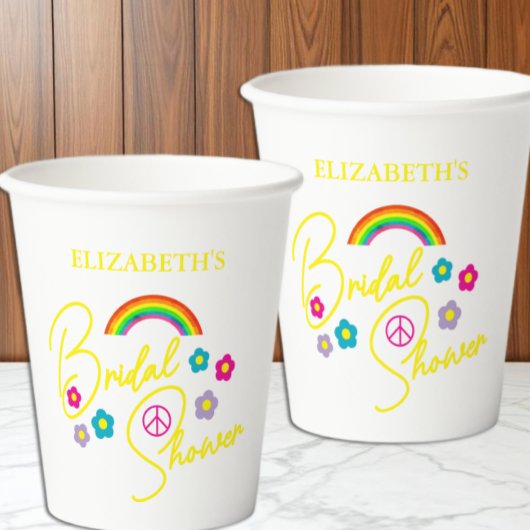 Funky Retro Bruiloftsfeest Papieren Bekers