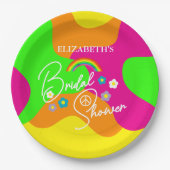 Funky Retro Bruiloftsfeest Papieren Bordje (Voorkant)