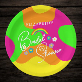 Funky Retro Bruiloftsfeest Papieren Bordje