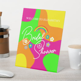 Funky Retro Bruiloftsfeest Reclamebord Met Voetstuk