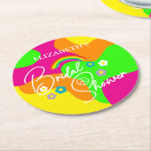 Funky Retro Bruiloftsfeest Ronde Kartonnen Onderzetter (Gebogen)