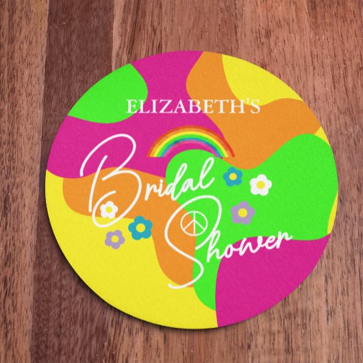 Funky Retro Bruiloftsfeest Ronde Kartonnen Onderzetter