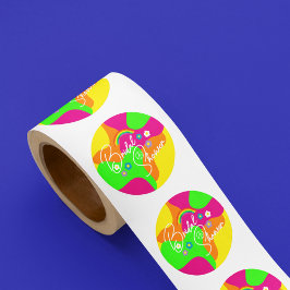 Funky Retro Bruiloftsfeest Ronde Sticker