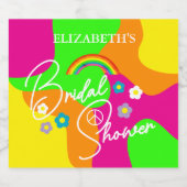 Funky Retro Bruiloftsfeest Sparkling Wijnetiket (Enkel label)