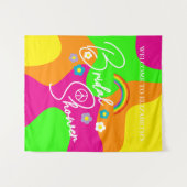 Funky Retro Bruiloftsfeest Wandkleed (Voorkant (horizontaal))