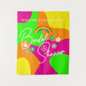 Funky Retro Bruiloftsfeest Wandkleed (Voorkant)