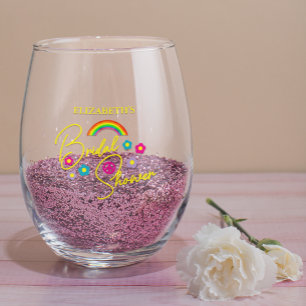 Funky Retro Bruiloftsfeest Wijnglas Zonder Voet