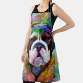 Funky Retro Bulldog met hoofdtelefoon Schort (Insitu)