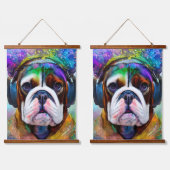 Funky Retro Bulldog Wearing Hangend Wandkleed (Dubbel)