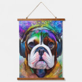 Funky Retro Bulldog Wearing Hangend Wandkleed (Voorkant 2)