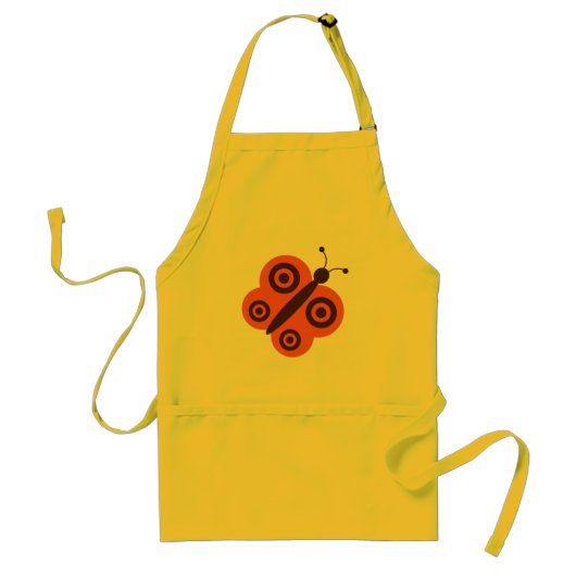 Funky Retro Cartoon Butterfly Standaard Schort (Voorkant)