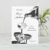 Funky Retro Champagne Toren Y2K Huwelijk Kaart (Staand voorkant)