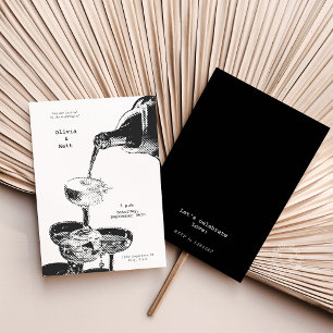 Funky Retro Champagne Toren Y2K Huwelijk Kaart