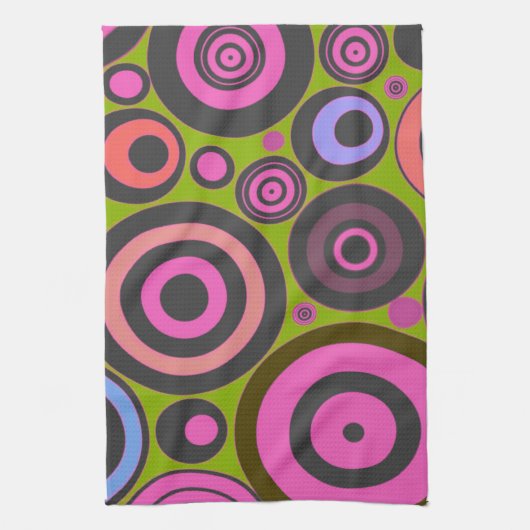 Funky Retro Circles American MoJo Kitchen Towel Theedoek (Verticaal)
