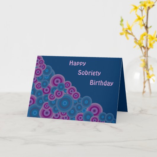 Funky Retro Circles Soberheid Verjaardag Kaart (Gele Bloem)