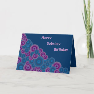 Funky Retro Circles Sobriety Birthday Card Kaart
