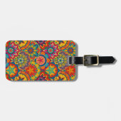 Funky Retro Colorful Mandala Pattern Bagagelabel (Voorkant horizontaal)