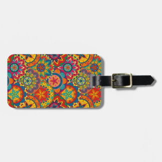 Funky Retro Colorful Mandala Pattern Bagagelabel