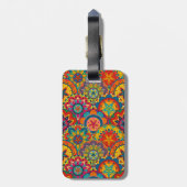 Funky Retro Colorful Mandala Pattern Bagagelabel (Achterkant verticaal)