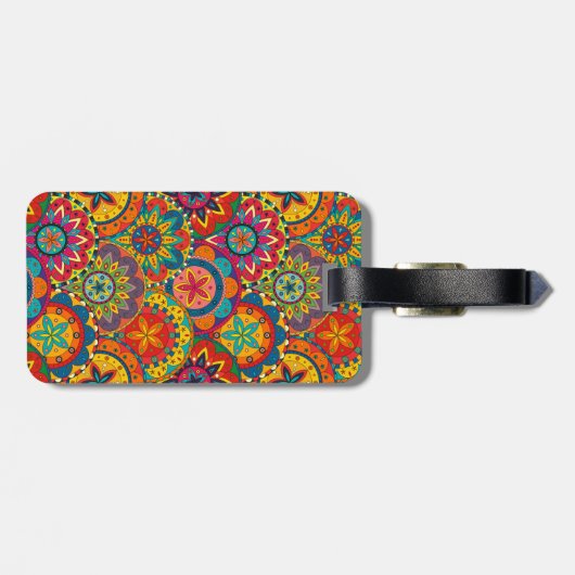 Funky Retro Colorful Mandala Pattern Bagagelabel (Achterkant horizontaal)