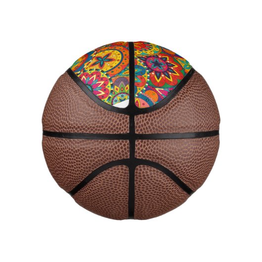 Funky Retro Colorful Mandala Pattern Basketbal (Rechts)