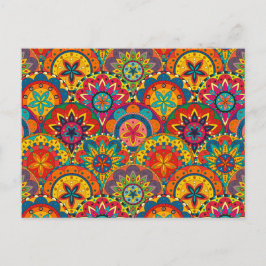Funky Retro Colorful Mandala Pattern Briefkaart