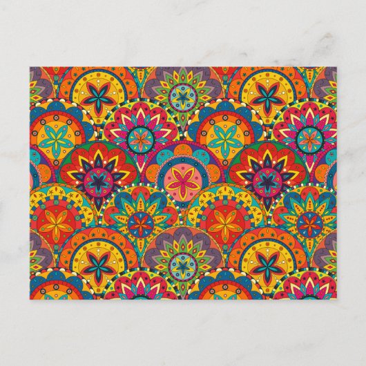 Funky Retro Colorful Mandala Pattern Briefkaart (Voorkant)