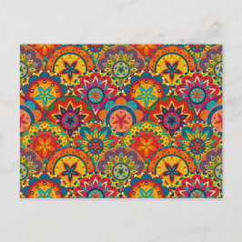 Funky Retro Colorful Mandala Pattern Briefkaart