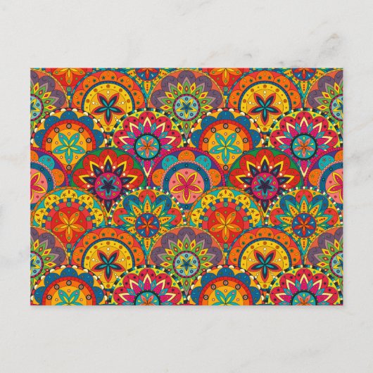 Funky Retro Colorful Mandala Pattern Briefkaart (Voorkant)
